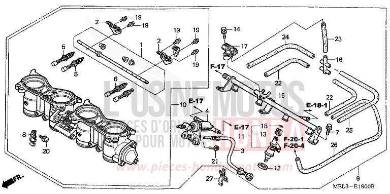 CORPS DE PAPILLON de CBR1000RR "Fireblade" IRON NAIL SILVER METALLIC-U (NH167EA) 2006